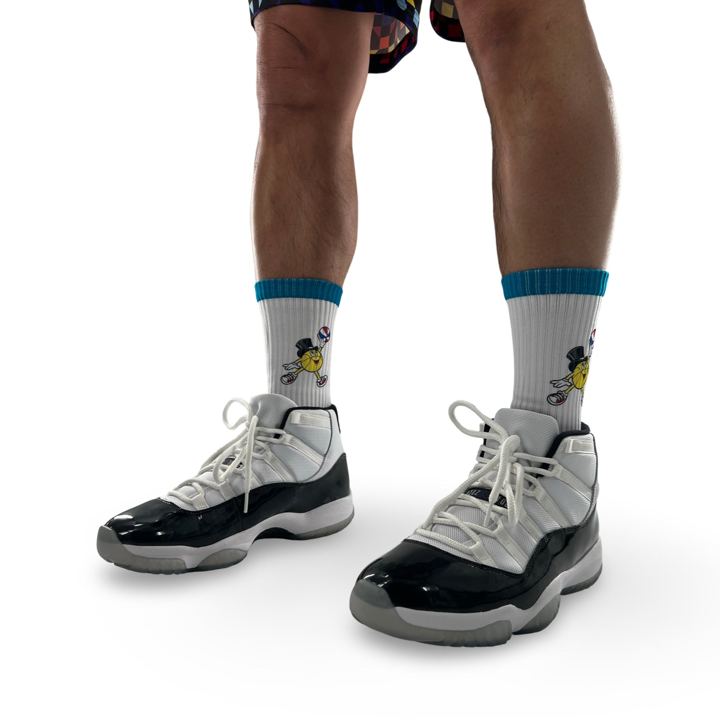 Macker Jumpman Sublimated Crew Sock White/Teal Model