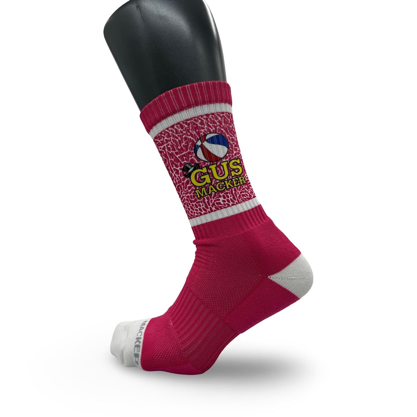 Macker Elephant Sublimated Crew Sock Fuchsia/White