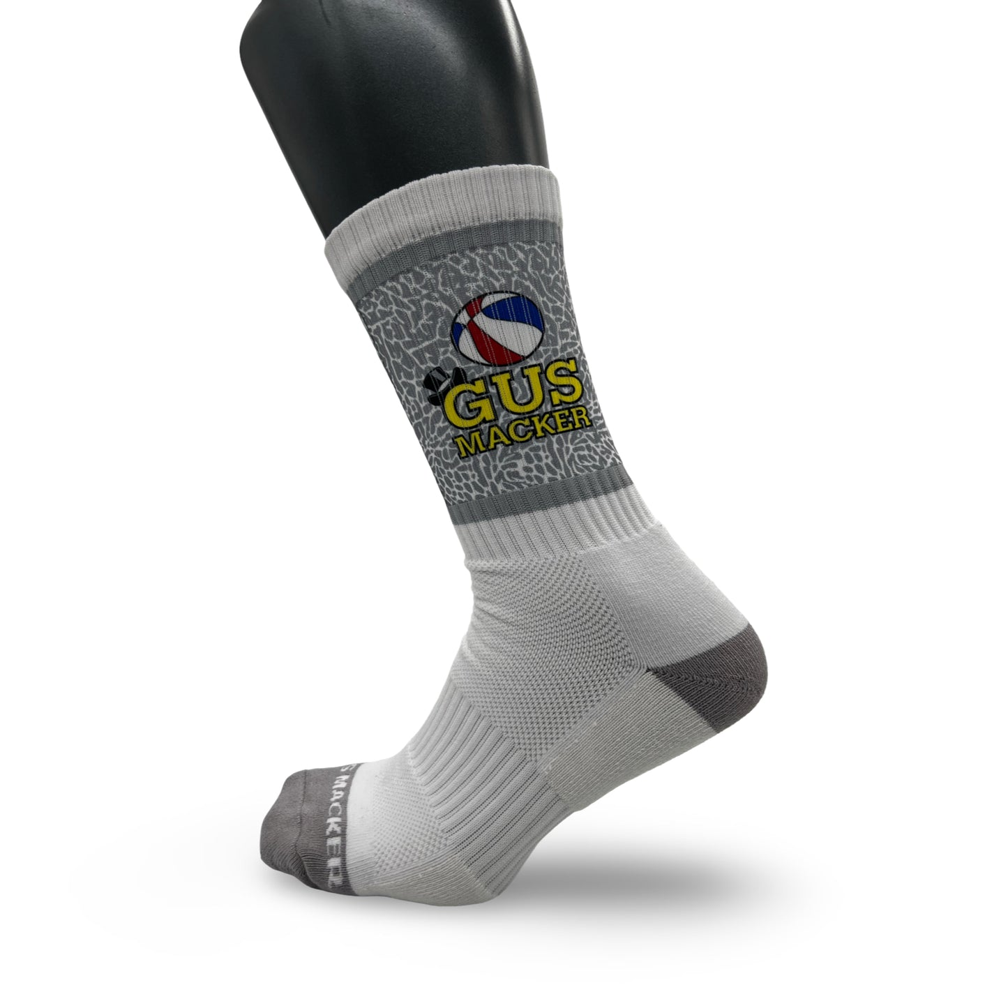 Macker Elephant Sublimated Crew Sock White/Grey