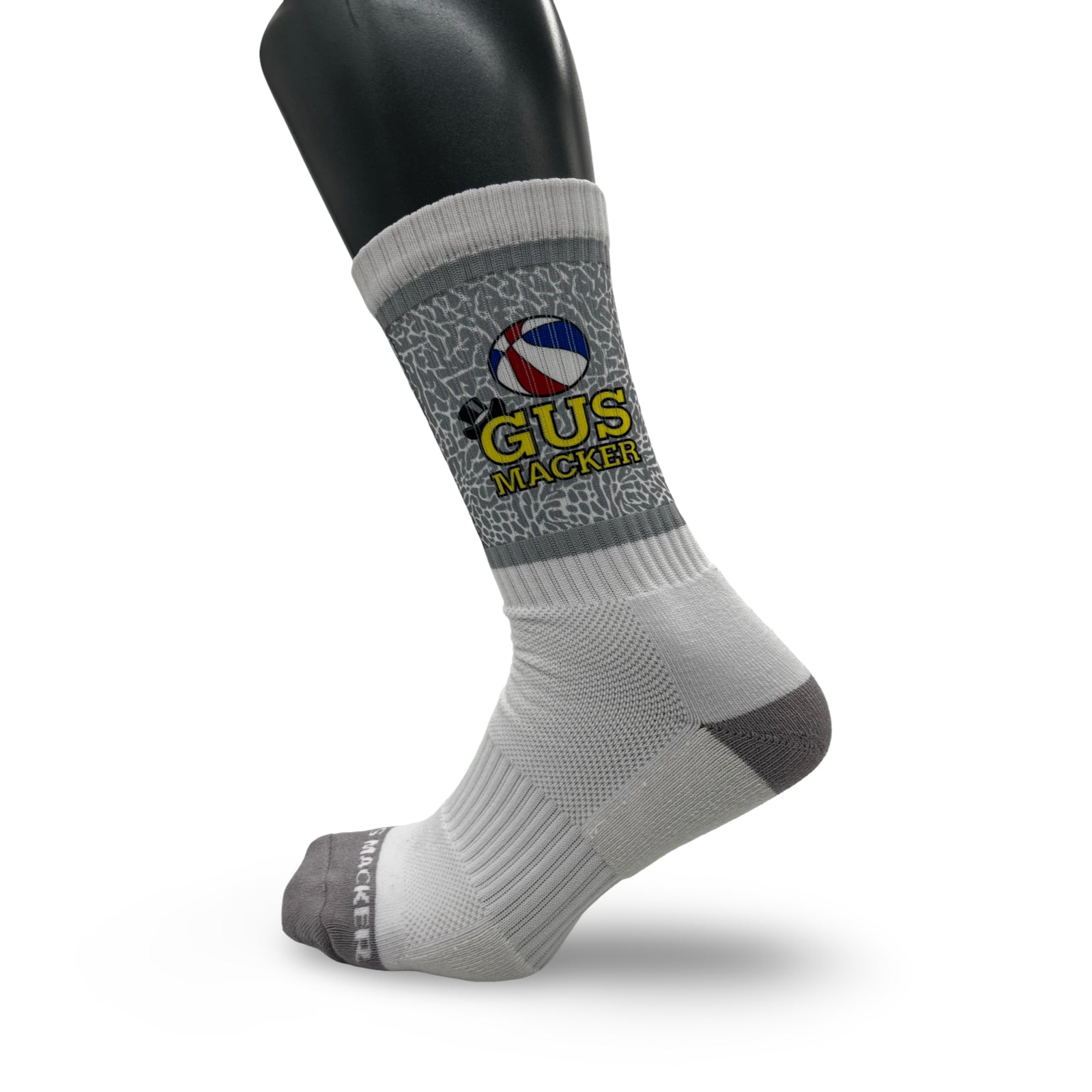 Macker Elephant Sublimated Crew Sock White/Grey